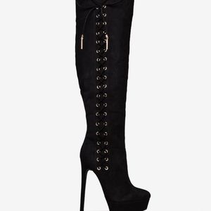 Over The Knee Stiletto Boots-BLK[Size:9.5]